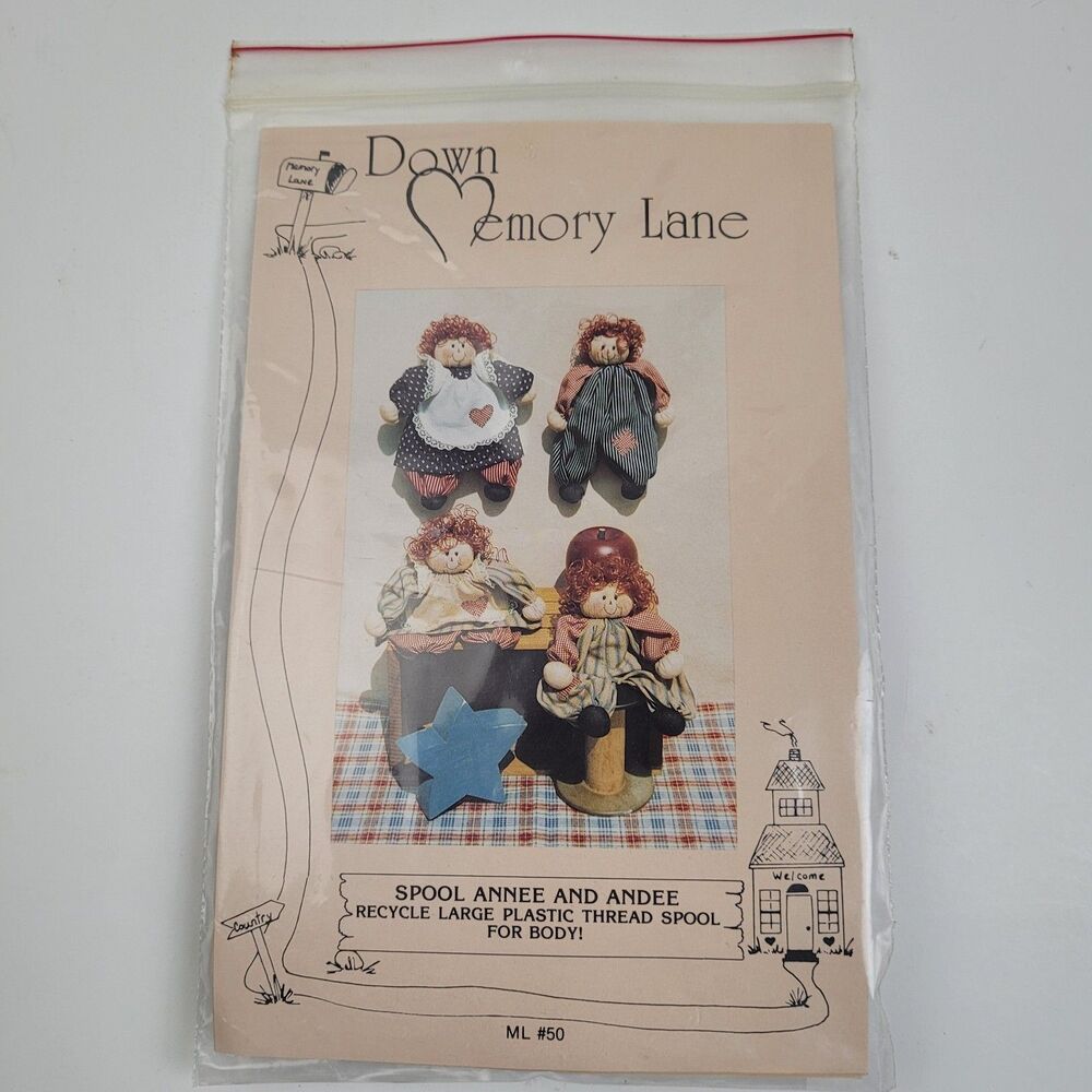 Spool Annee and Andee Craft Pattern by Down Memory Lane + Doll Hair, New